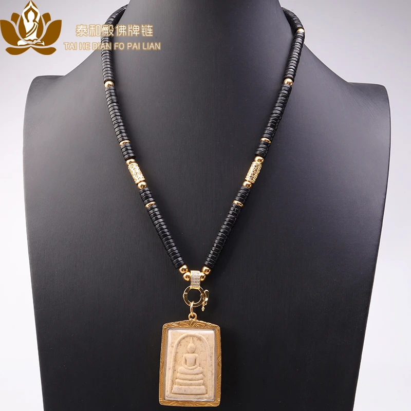 合金木质项链  佛牌链黑椰壳项链挂链万能快拆扣挂坠链子黑色百搭