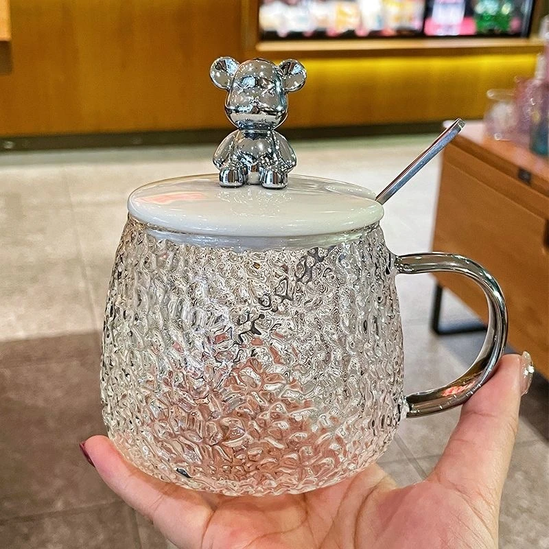 【康荣祥】[秋冬福利]小熊马克玻璃水杯冰川泡茶杯凉茶泡茶专用