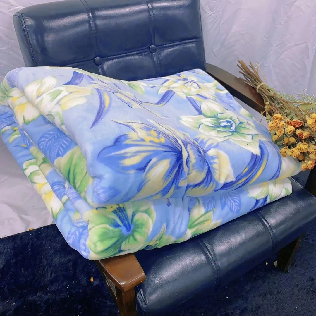 Fugari200*230蓝色水仙花加厚牛奶绒云毯加绒d073