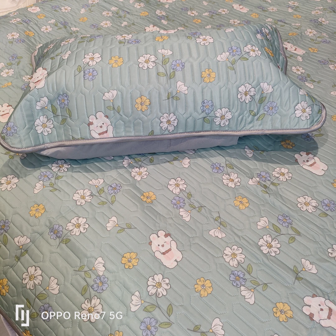 Fugari床裙款可水洗乳胶凉感丝三件套空调夏季款-花与兔150*200