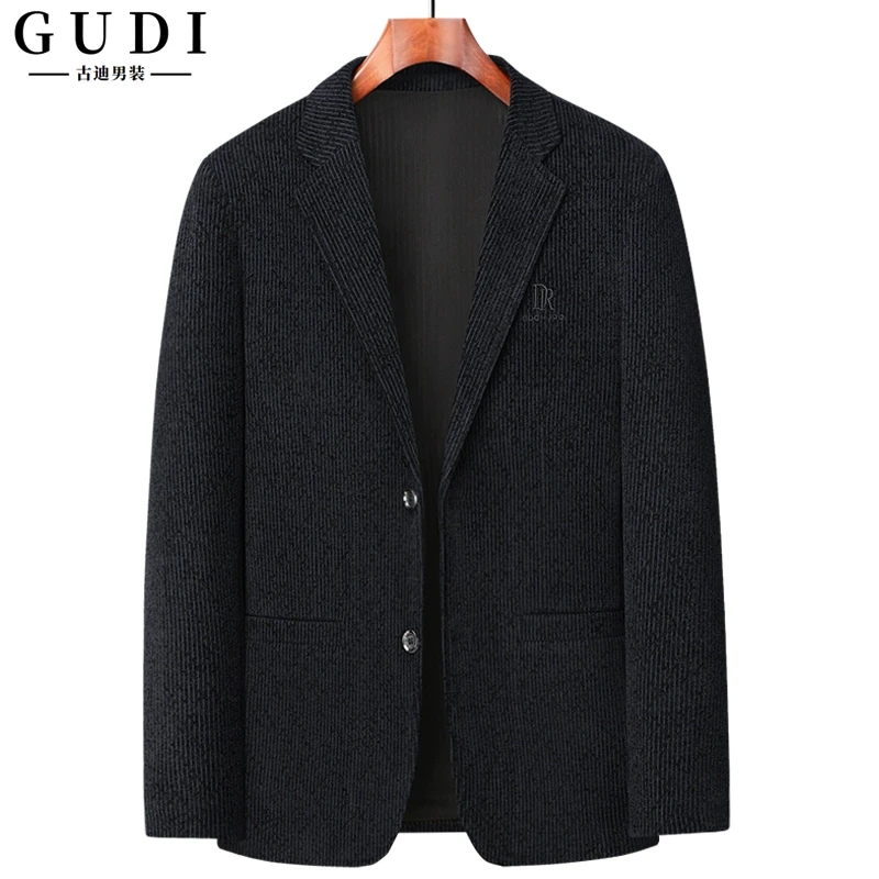 男士加棉加厚西装外套单件上衣中年爸爸装休闲西服毛呢西装高级感