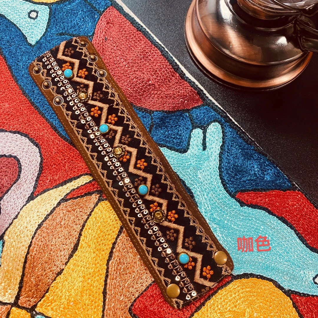 非金属布艺手镯 娜三月【大宝推荐】小青复古手工精致刺绣手环XY