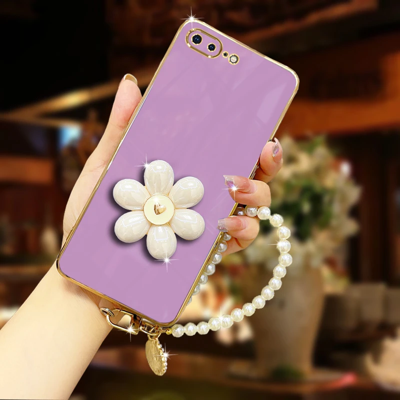 苹果8Plus 立体山茶花手机壳 新品女款小香风手链iPhone8Plus软壳
