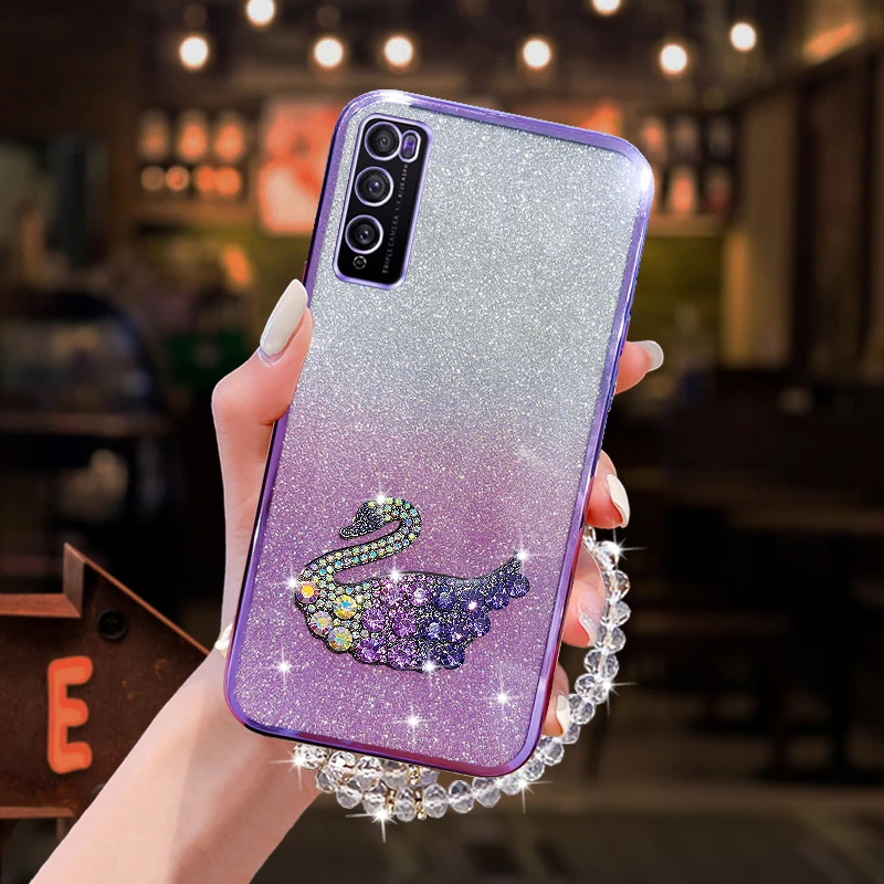 适用华为畅享20Pro手机壳 渐变天鹅DVC-AN20网红潮款镜头全包边软