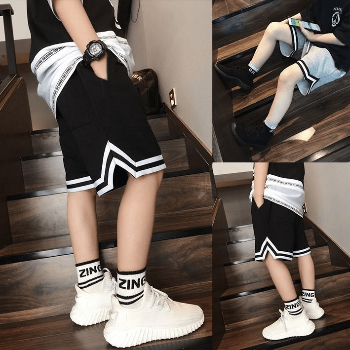 夏季童装冰丝短裤男童女童休闲运动短裤中性风宽松百搭五分裤潮裤