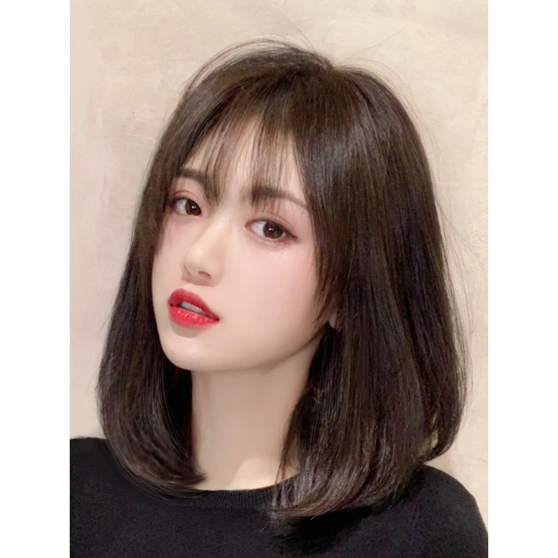 头套女长发全真人发2024年全头套时尚新款整顶真发锁骨短发发套