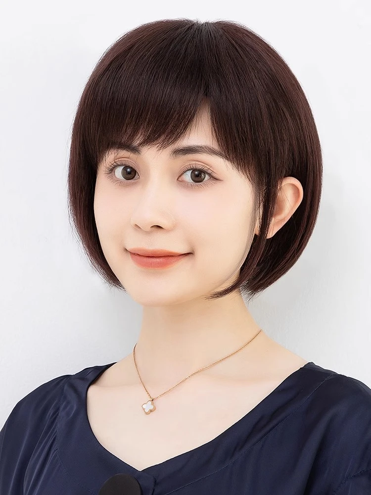 假发全头套女短发真发全真人发减龄中老年女士假发套时尚真头发