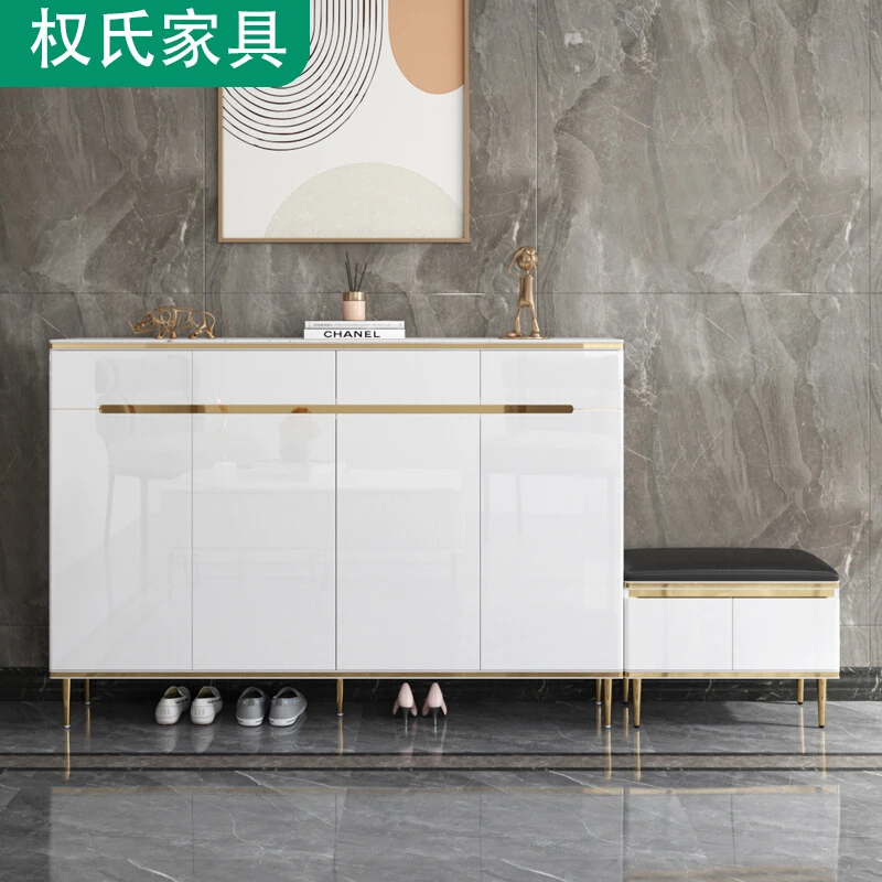 烤漆鞋柜家用入户大容量玄关柜进门简约现代储物柜收纳柜白色客厅