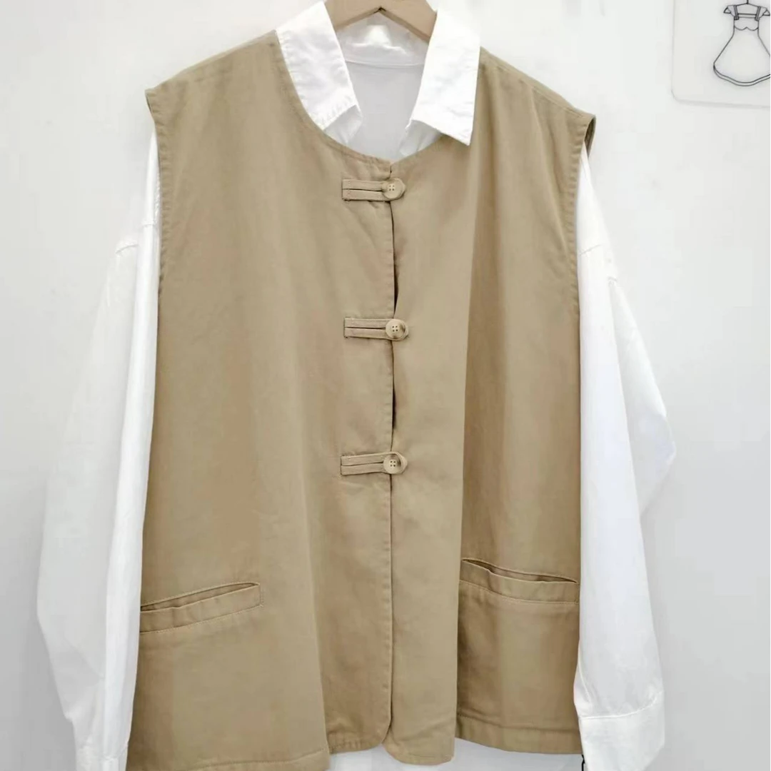 上衣马甲宽松复古纯色