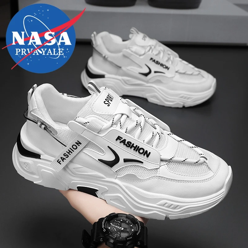 NASA联名夏季百搭男鞋ins休闲男士跑步厚底增高运动小白老爹潮鞋