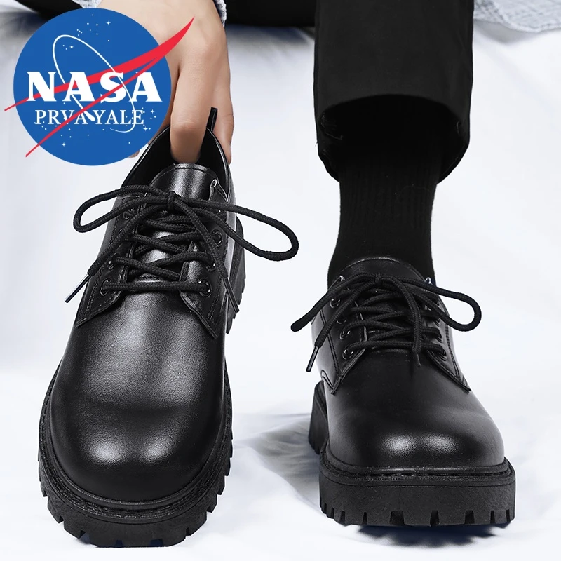 NASA联名西装皮鞋男款夏季英伦风男士百搭学生增高休闲软底防水