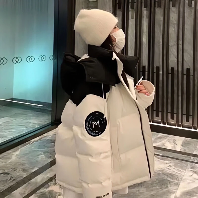 波司断码羽绒服2023年冬季新款拼色羽绒羽绒女短款小众设计加厚保