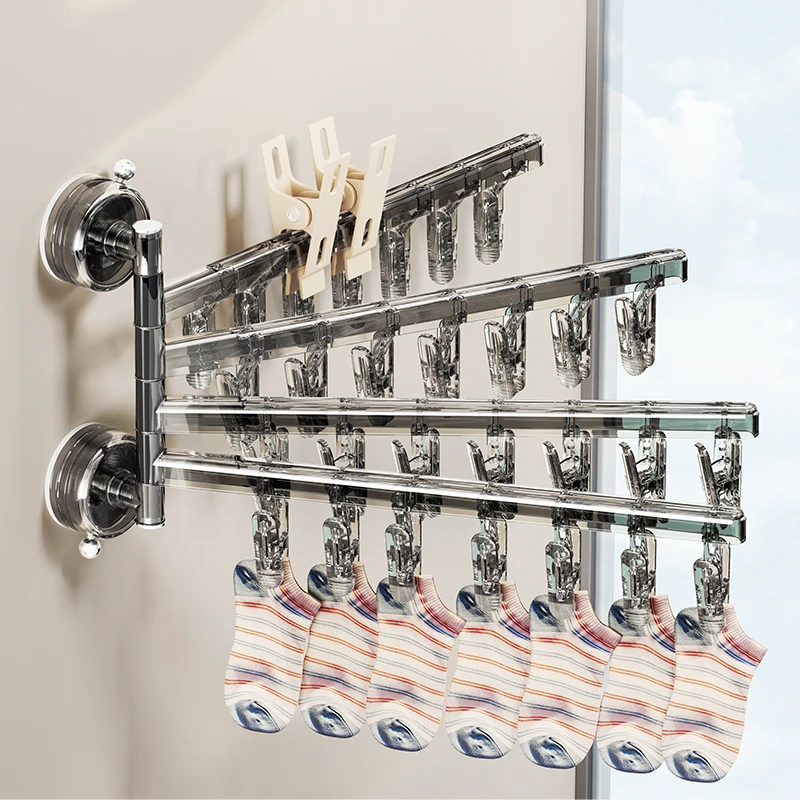 吸盘晾衣架袜子晾晒架袜架内衣夹子免打孔便携阳台多功能衣架神器