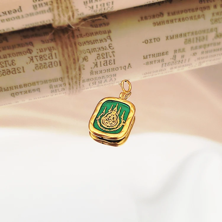 18K金烧蓝五条经万能吊坠  G1907