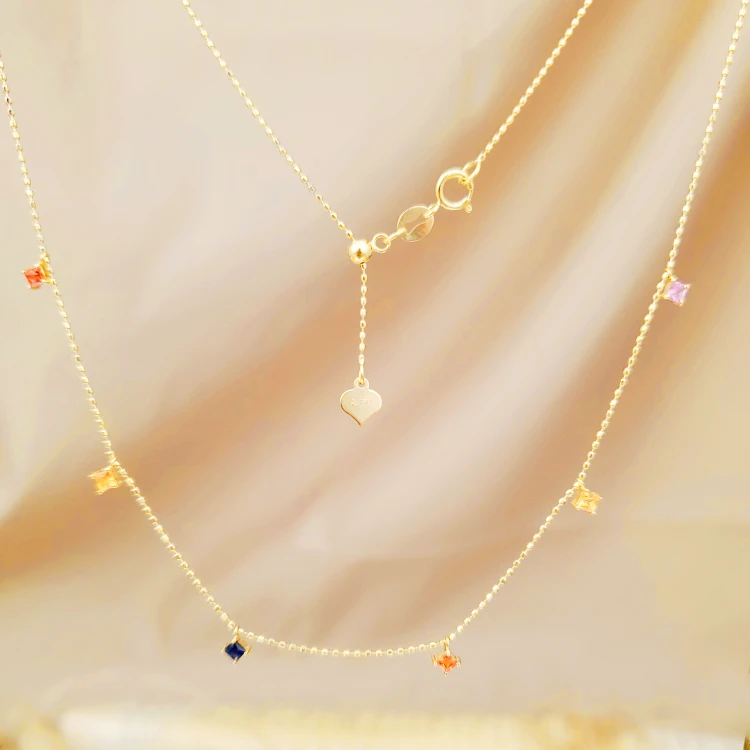 18K金七彩蓝宝石满天星项链 G1868