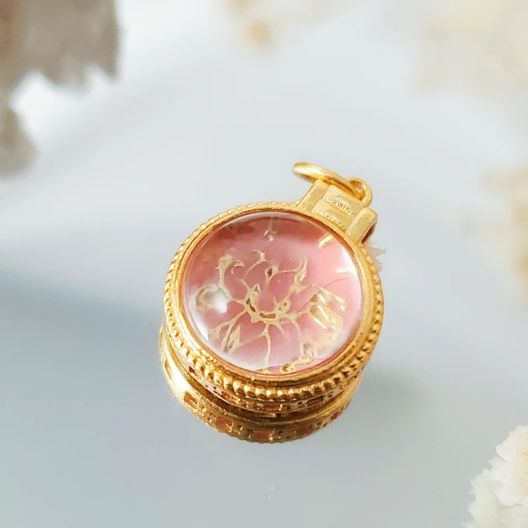 S925银凤九水晶圆牌 吊坠 S1134