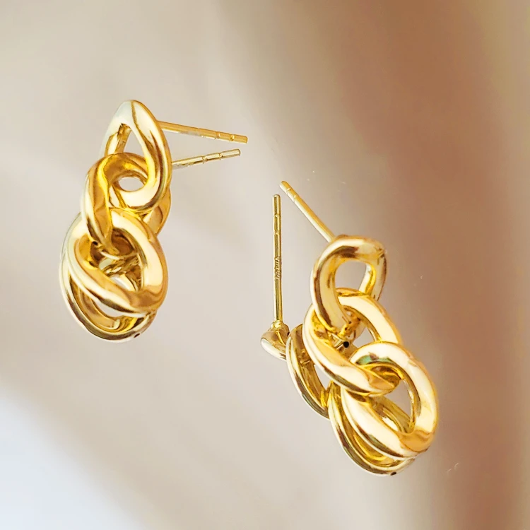 18K金链条环环相扣耳环 G3599