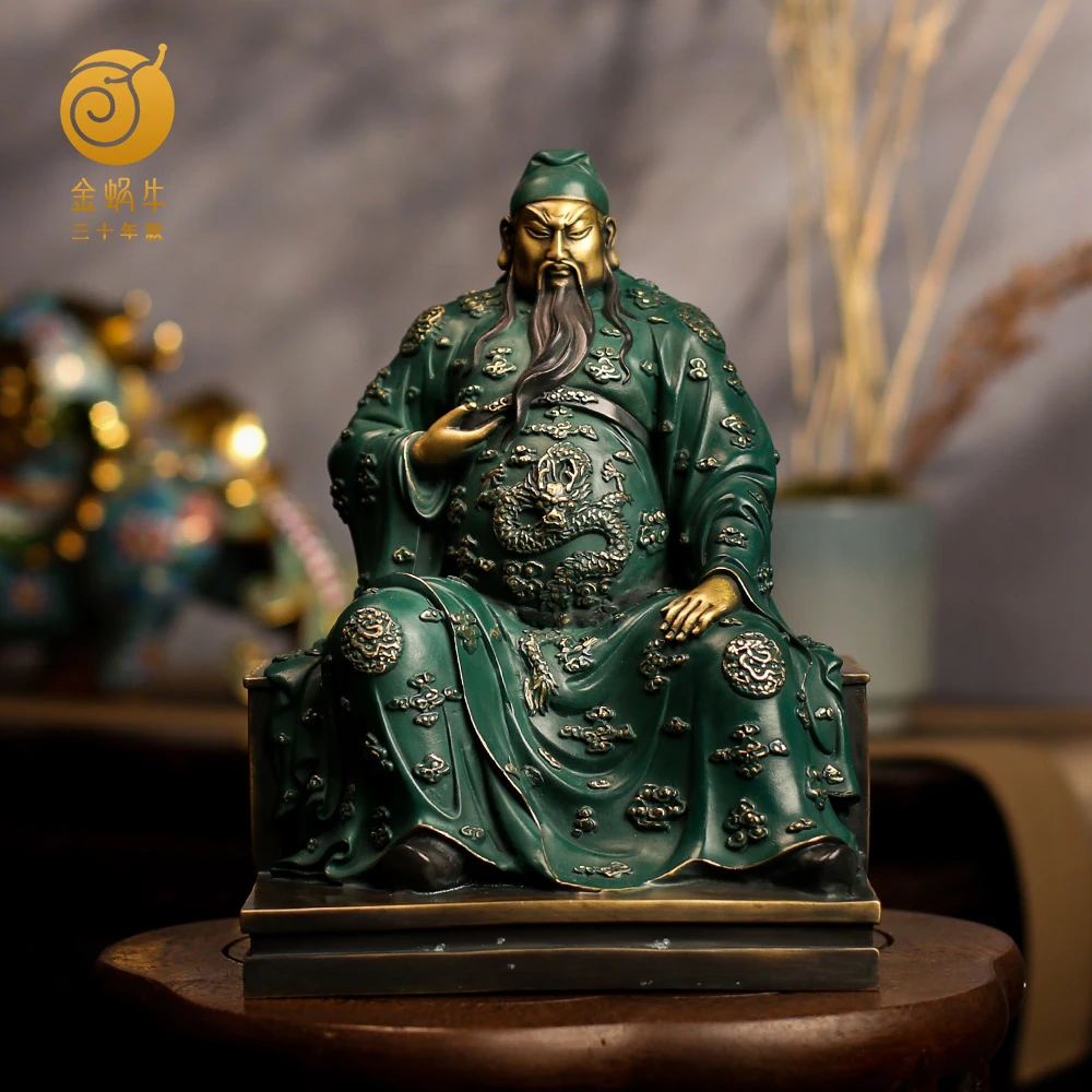 金蜗牛30#武财神关羽彩铜居家玄关办公室书房摆件礼品铜器
