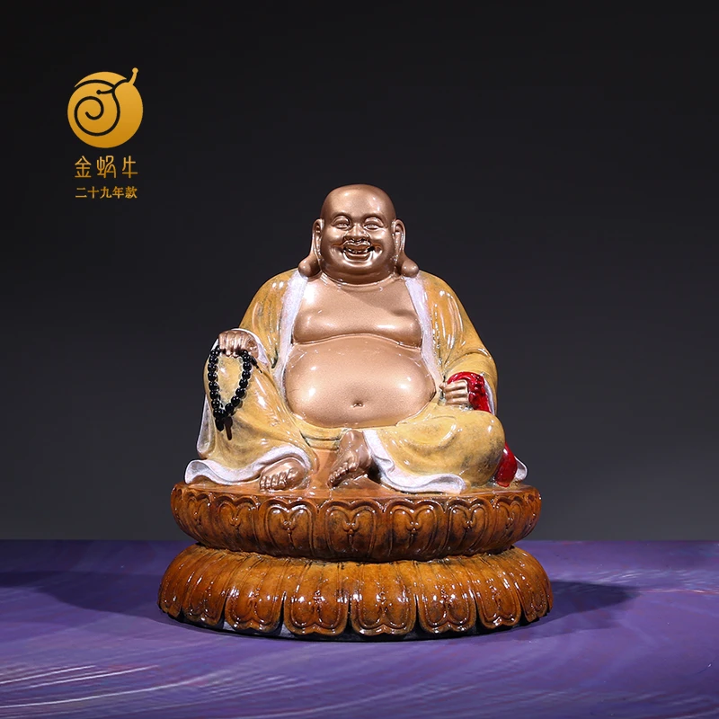 金蜗牛23#笑口常开彩铜铜器玄关办公室书房摆件礼品铜工艺品
