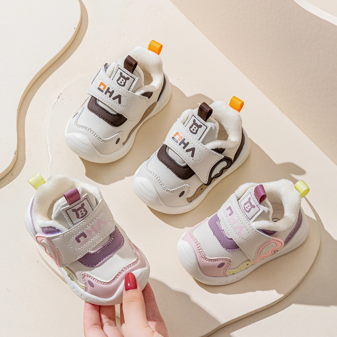 冬季新款加绒宝宝学步鞋女婴幼儿棉鞋男二棉保暖小童防滑机能鞋子