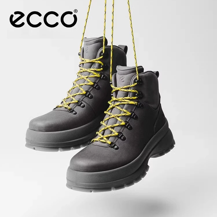 ECCO爱步 踪迹30厚底马丁靴男 潮流撞色美式工装靴皮靴  550604