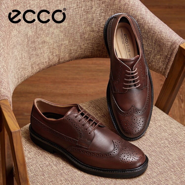 ECCO爱步男士英伦风透气德比鞋舒适休闲皮鞋男皮鞋都市伦敦525614