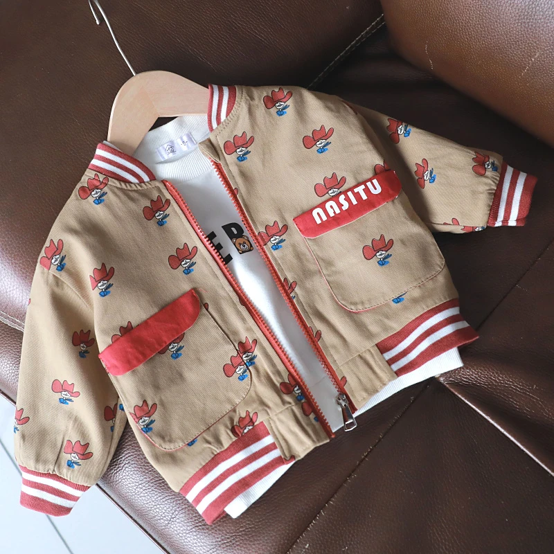 宝宝童装春装新款上衣男童春秋双层外套儿童韩版棒球服1916