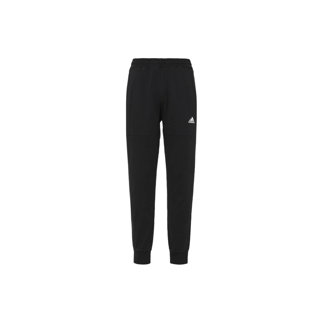 adidas阿迪达斯 纯色针织束脚运动卫裤 男款 黑色 HE7444