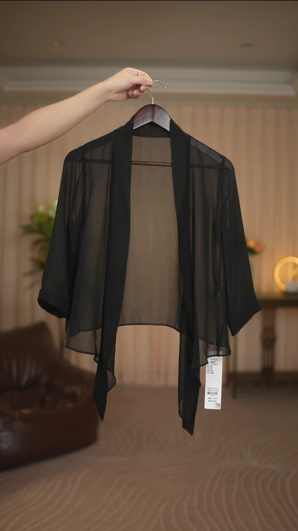 625157 夏日必备！纯蚕丝超百搭简约大气乔其纱小外披