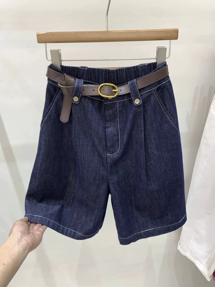 菲玥家(芳芳家短裤）高腰牛仔五分短裤