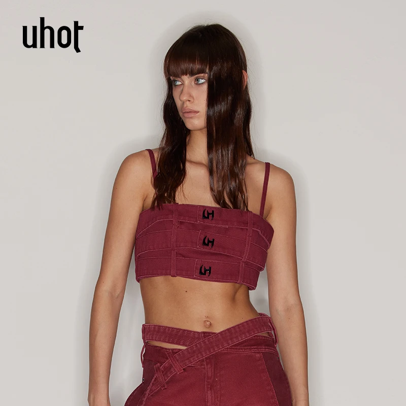 Auuuu/uhot时尚休闲百搭女士复古潮流设计师吊带UWFS1N184