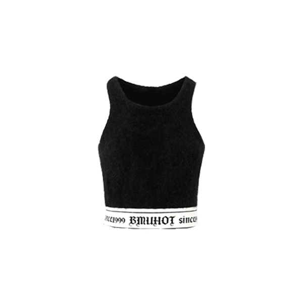 Auuuu/UHOT  运动短款时尚百搭黑色针织背心  UWEAC3Z268