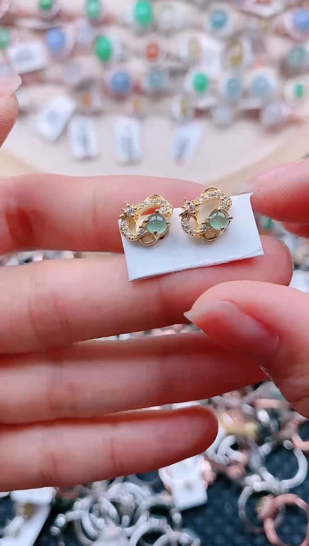 【闪购商品】翡翠戒指银S925镶嵌天然A货翡翠