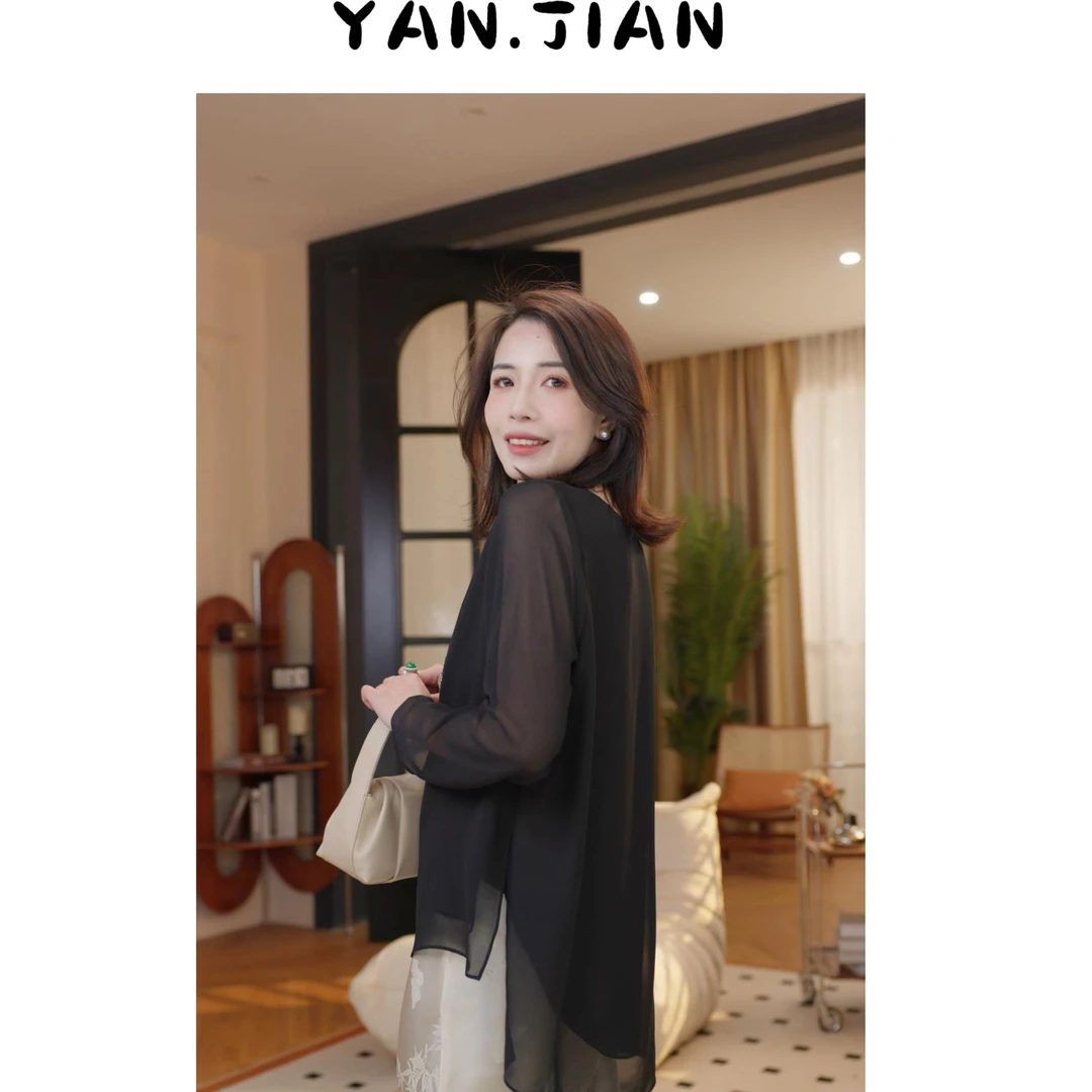 YAN JIAN【梦想家】一衣搭所有乔其纱不规则双层上衣