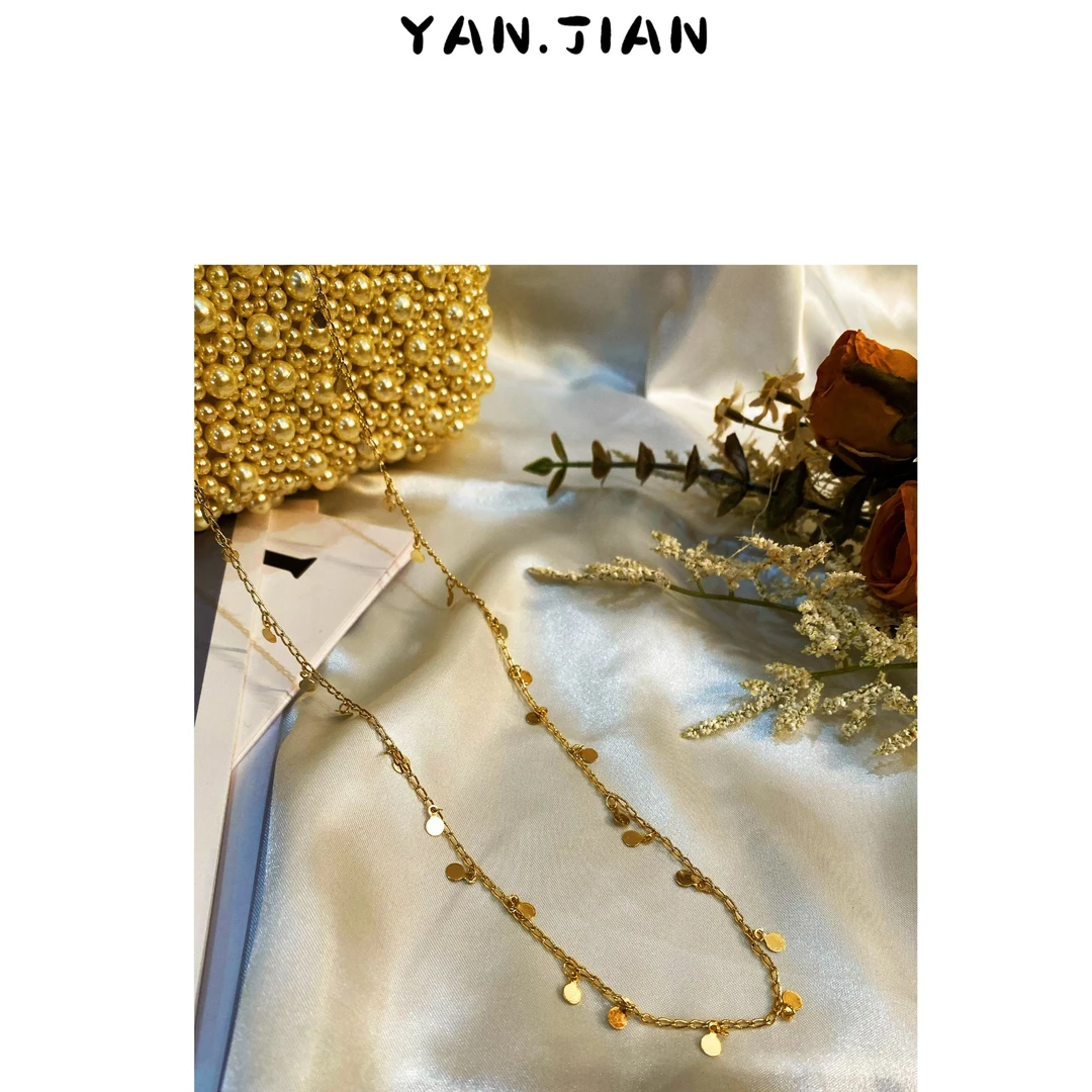 铜合金项链 【流光溢月】法式气质感铜镀言简定制手工长项链