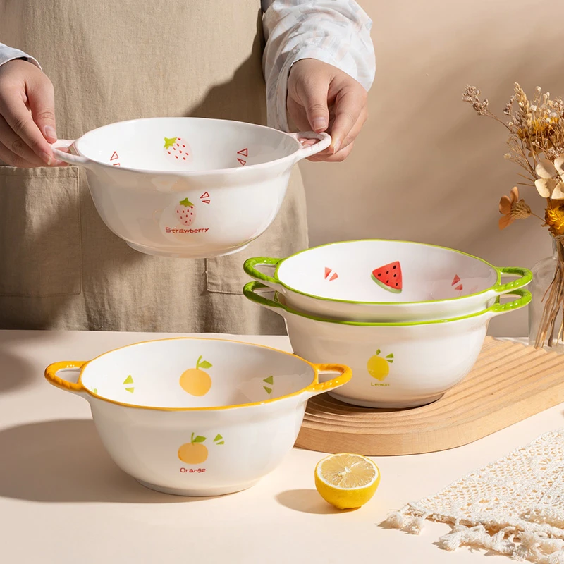 水果1750mL大号双耳汤碗家用颜值网红陶瓷餐具水煮酸菜鱼汤盆大碗