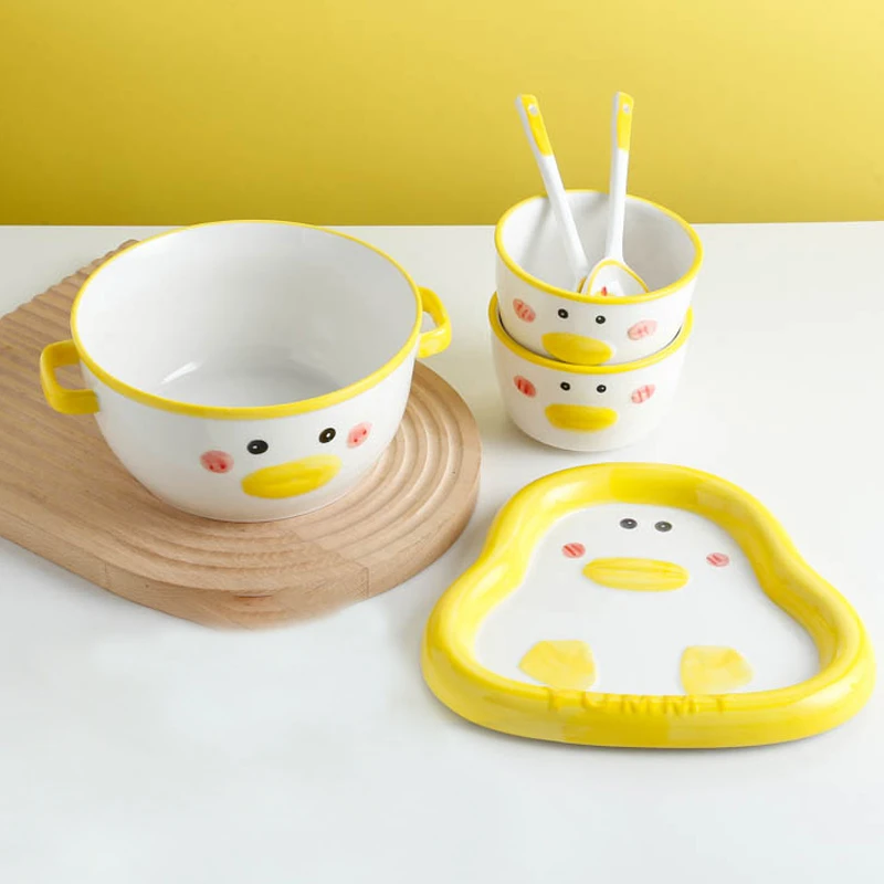 【宠爱鸭】6件套（反口碗2个+1.5L汤碗+造型盘+勺子*2个）