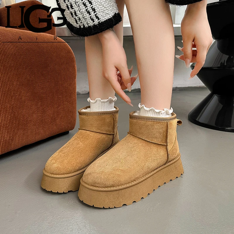 断码捡漏 GG家 雪地靴女 厚底羊皮毛一体防滑低帮周冬雨同款保暖