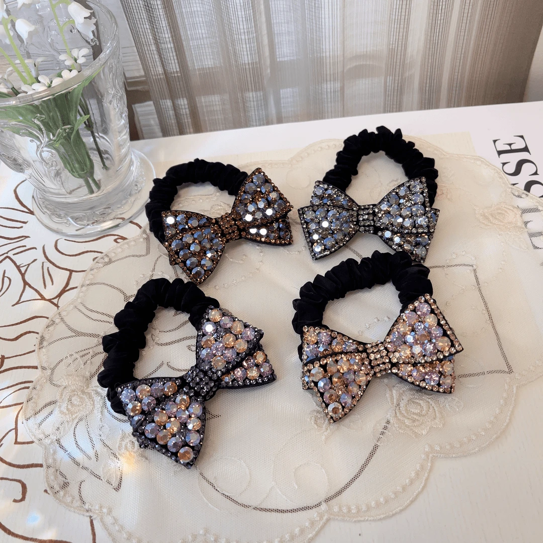 精致气质小香风轻奢闪钻立体蝴蝶结ins无痕发绳弹力时尚韩版优雅