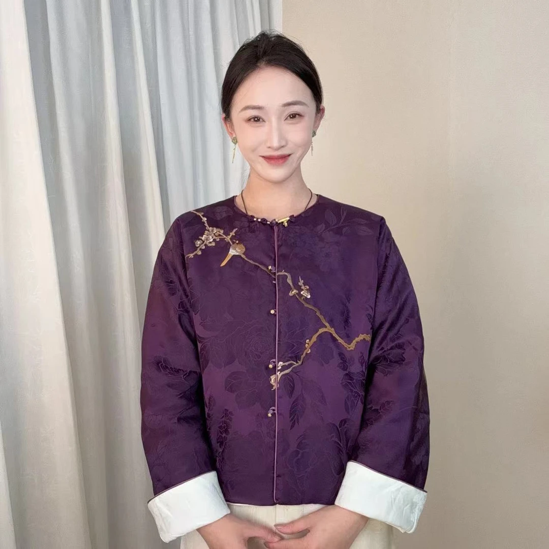 【喜上枝头】2024秋冬新款新中式国风定位刺绣棉服外套cr-50