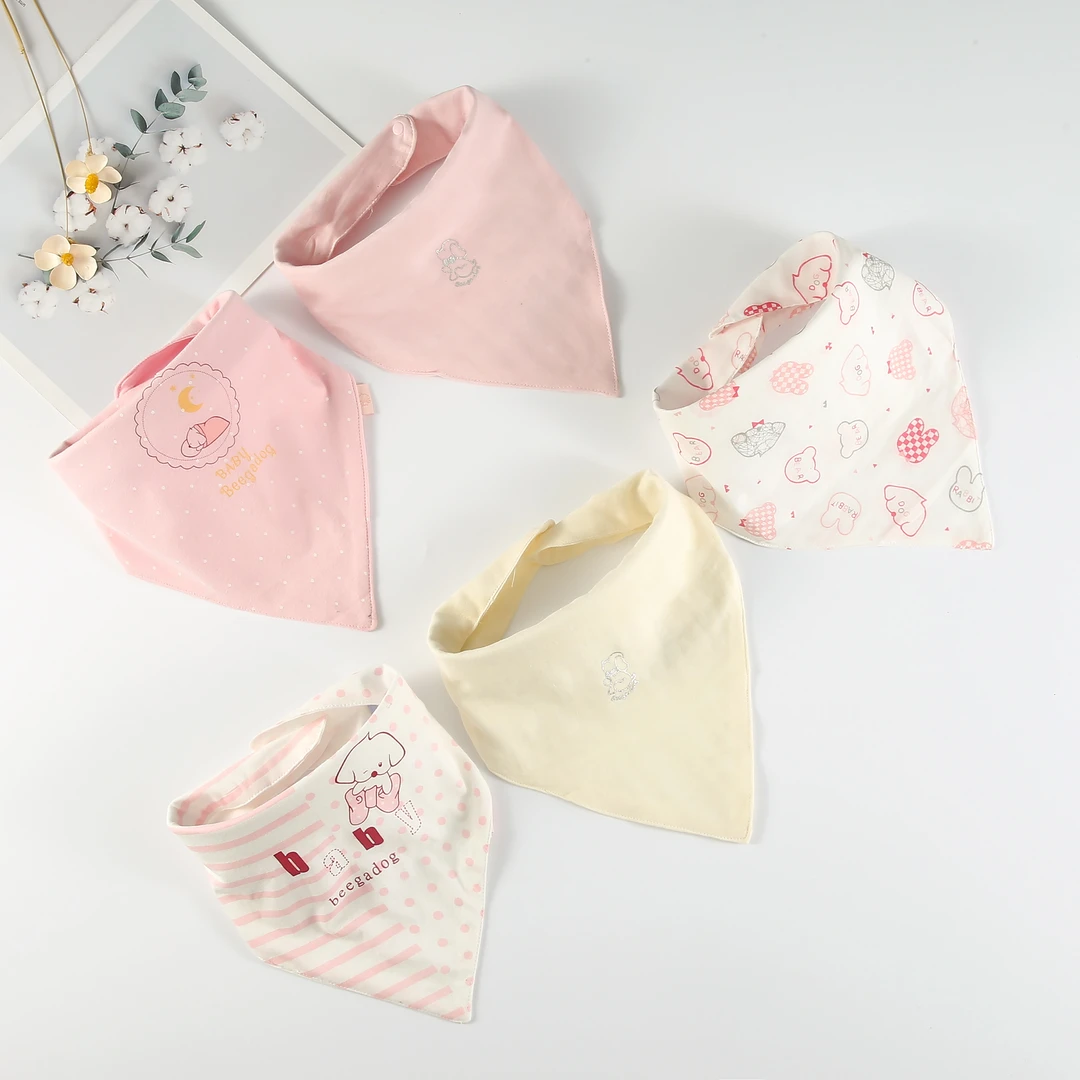 婴儿儿童宝宝围巾嘴围百百棉三角巾透气新生男童女孩双层春夏幼儿