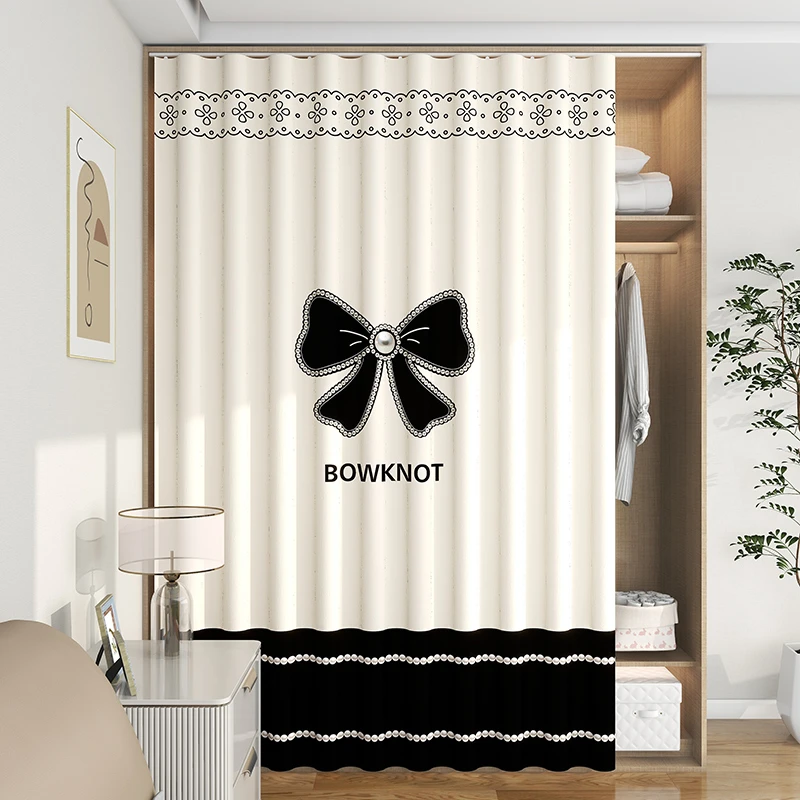 柜子防尘遮挡无门柜门免打孔滑轨拉帘衣帽间衣柜门帘杂物厨房窗帘