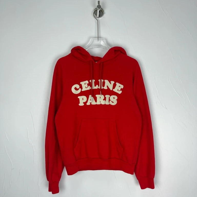 Celine/思琳卫衣/英文植绒连帽长袖羊绒卫衣/公价7.9K/XS码/1222