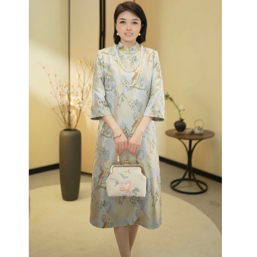 2025青货款【喜鹊登眉】新中式国风古韵百搭遮肉显瘦旗袍HS24823