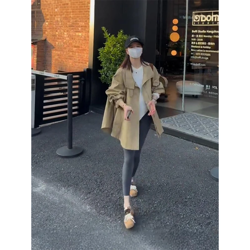 2025年秋季新款小个子高级感风衣外套女宽松显瘦中长款英伦风大衣