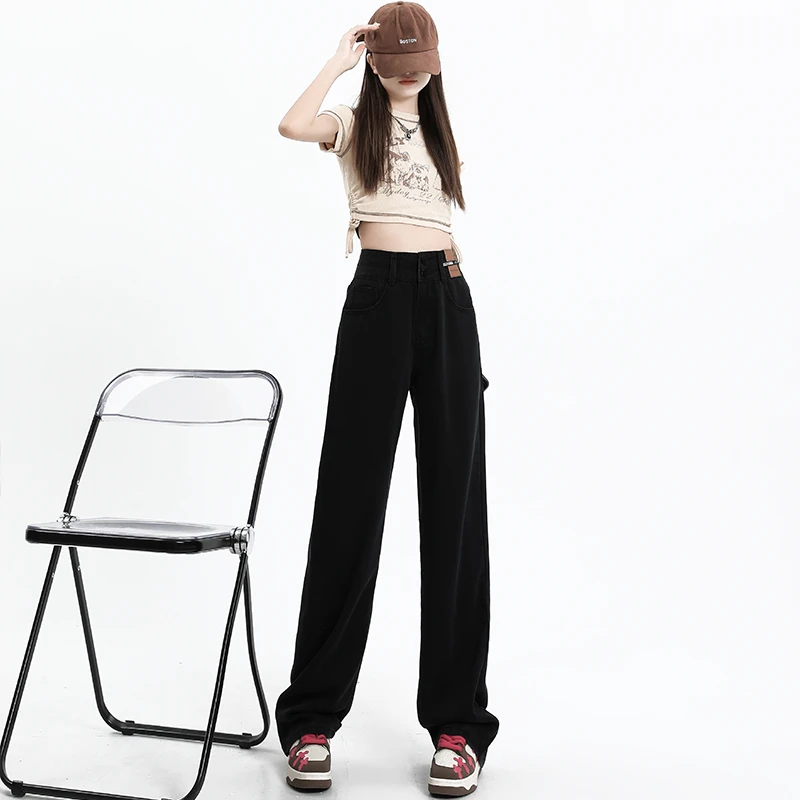 夏季薄款垂感宽松阔腿牛仔裤子女款2025新款遮胯显瘦时尚百搭休闲