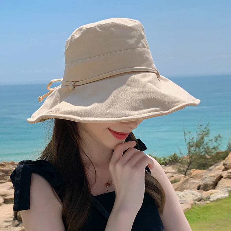 时尚渔夫帽女士夏季韩版遮阳防晒帽日系出游百搭太阳帽子大沿盆帽