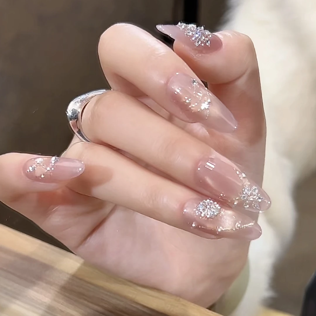 【冰清】鹿鹿家-纯手工穿戴甲高品锆石水润裸肤猫眼X