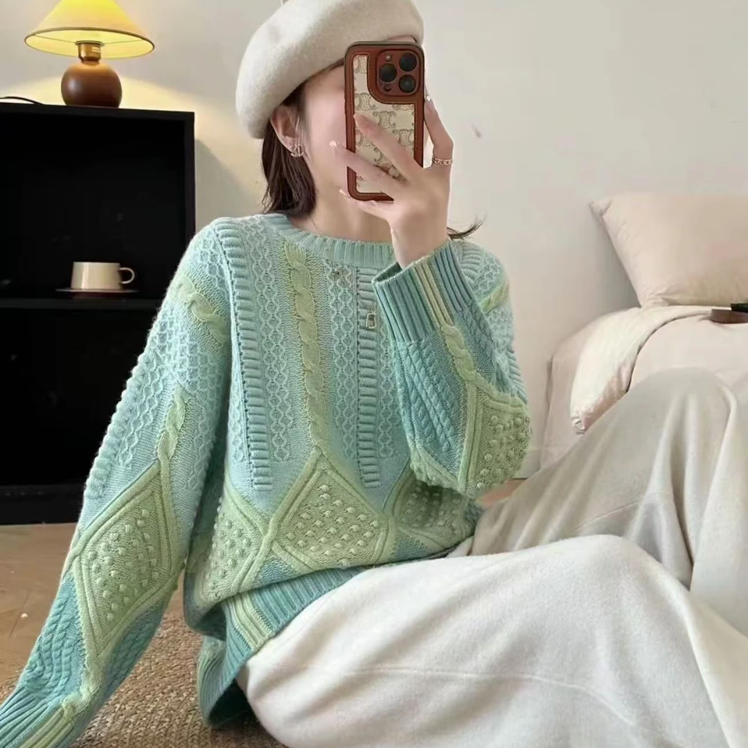 100羊绒23358✦小麻花菱形豆豆