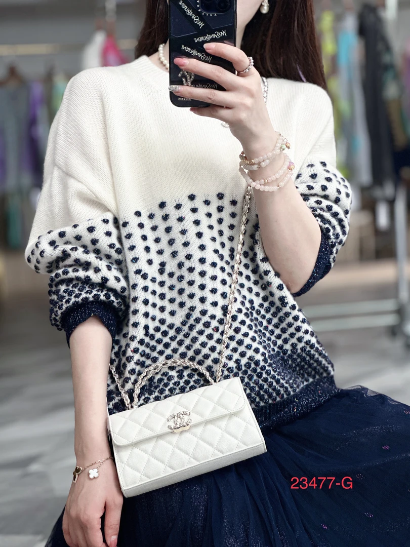 休闲费尔岛23477-G珍珠奶茶重工豆豆山羊绒小香风时尚百搭编织